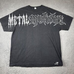 Vintage Y2K Metal Mulisha Tee Shirt Mens 2XL Black Graphic Spell Out Logo